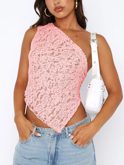 One Shoulder Lace Top